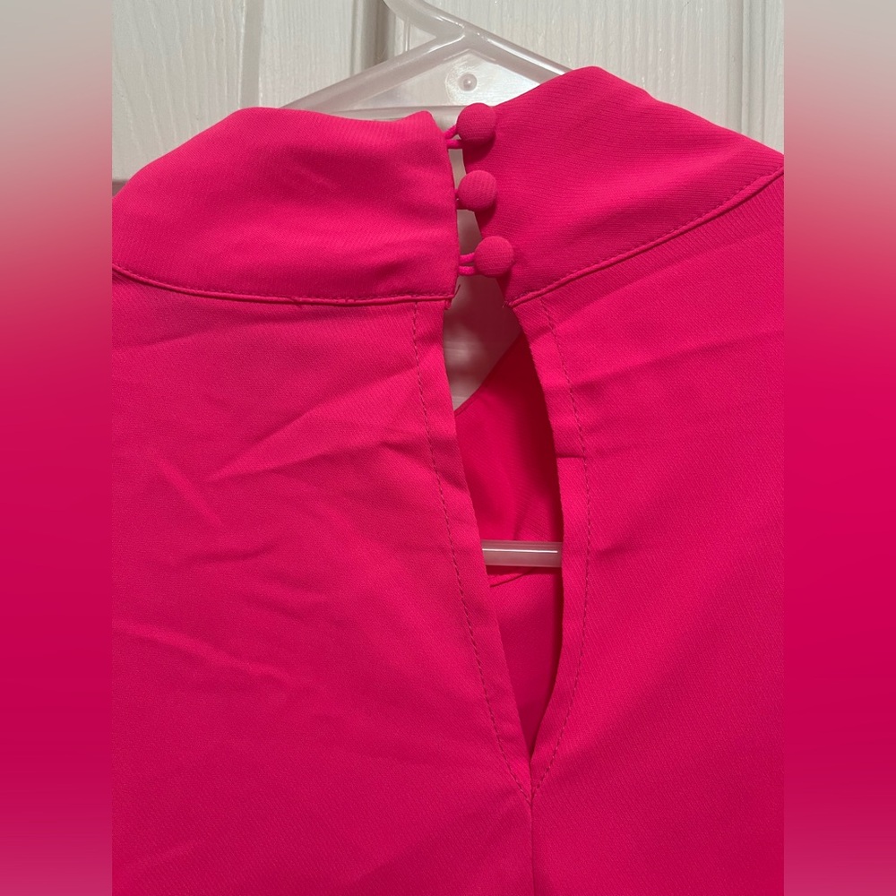 Apt. 9 Barbie Pink High Neck Puff Sleeve Blouse - Picture 3 of 5